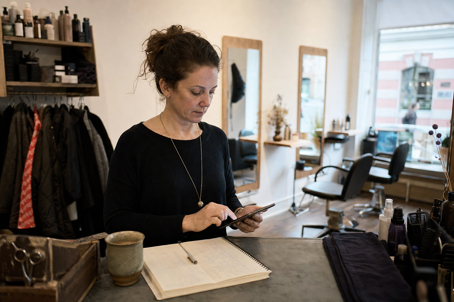 Inhaberin eines modernen Schweizer Salonbetriebs
